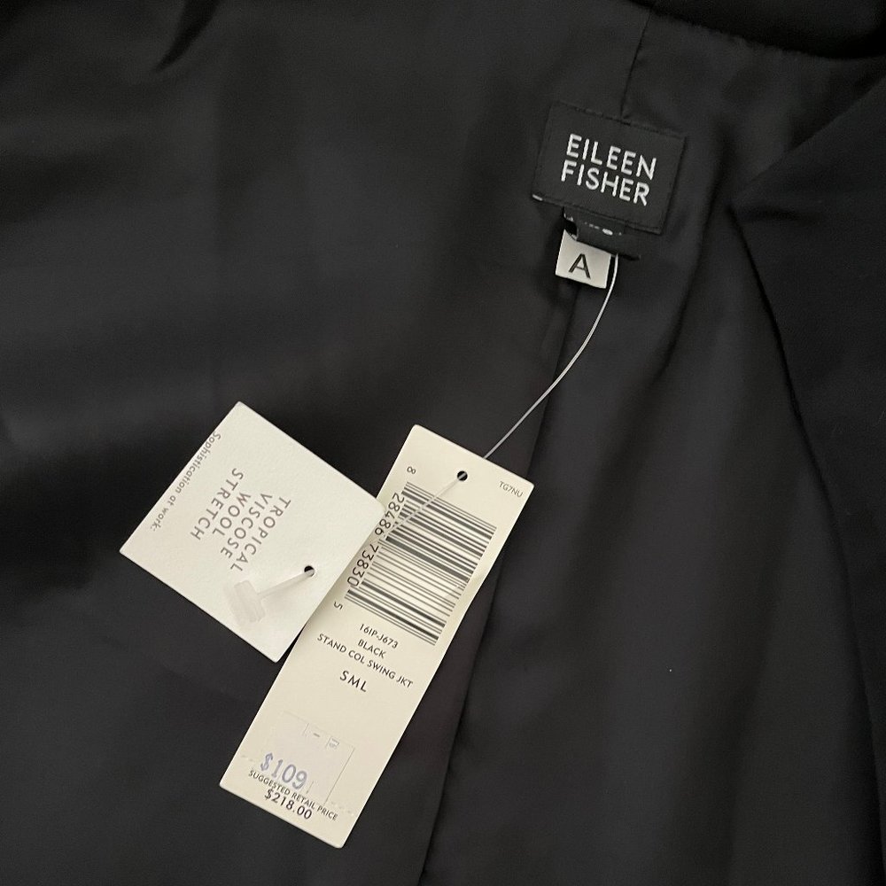 Eileen Fisher Stand Collar Swing Open Jacket - Picture 4 of 6